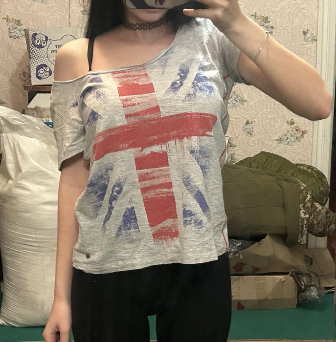 футболка с Великобританией индислиз,model off duty, винтаж, y2k , альт