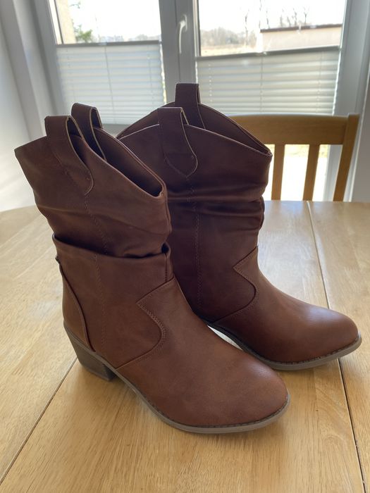 NOWE  Buty botki kowbojki 36 Camel
