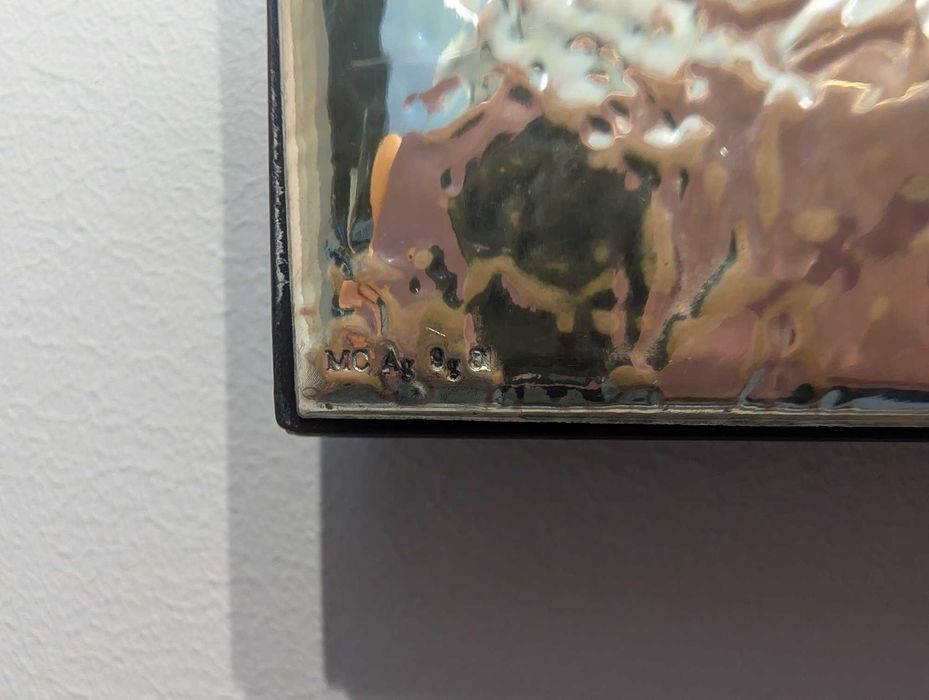Quadro religioso em prata bilaminada Virgem com Menino Jesus