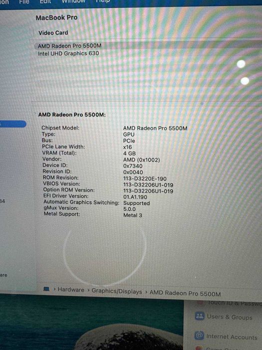 MacBook Pro 16" A2141 (Touch Bar 2019)Core i9 2.4/32/500 Pro 5300M 4Gb