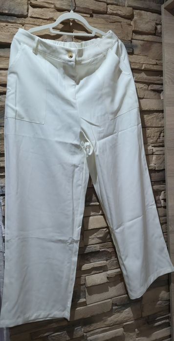 Spodnie XL Szerokie Nogawki Eleganckie Wysoki Stan