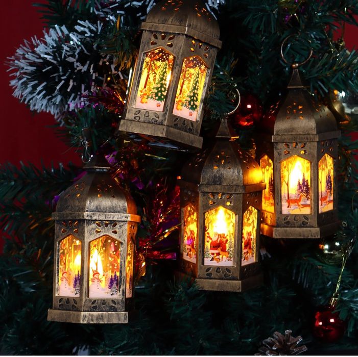 4 Latarnie choinkowe, wiszące lampiony w stylu vintage