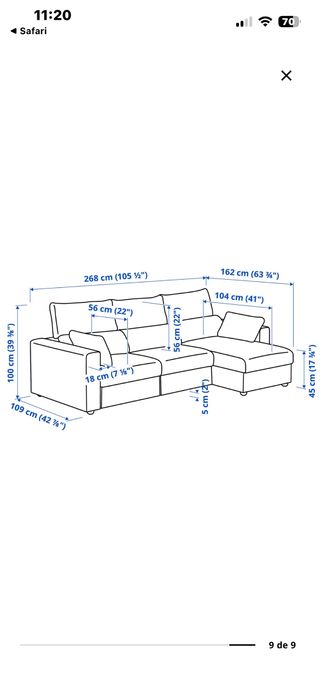 Sofá Cinzento IKEA Eskilstuna
