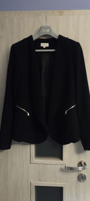 Wysmuklający elegancki żakiet Taranko marynarka 40 czarna +gratis!