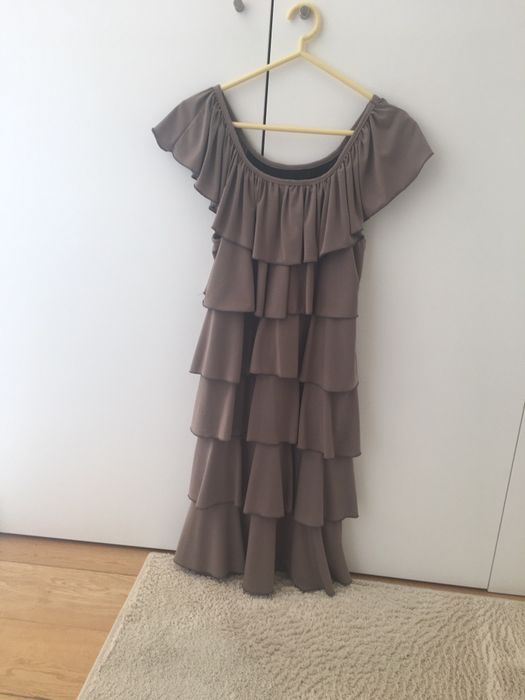 Vestido com folhos Vintage Bazaar