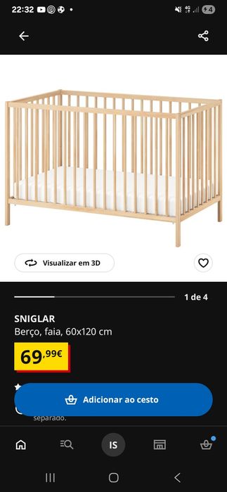 Berço singlar ikea e colchao nunca usado