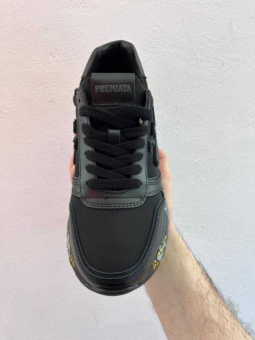 Premiata mick оригинал мужские кроссовки новые черные натуральная кожа