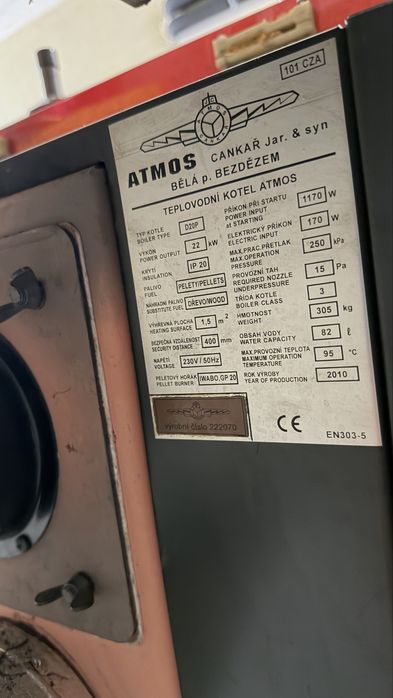 Caldeira a pellets ATMOS D20P 22kW