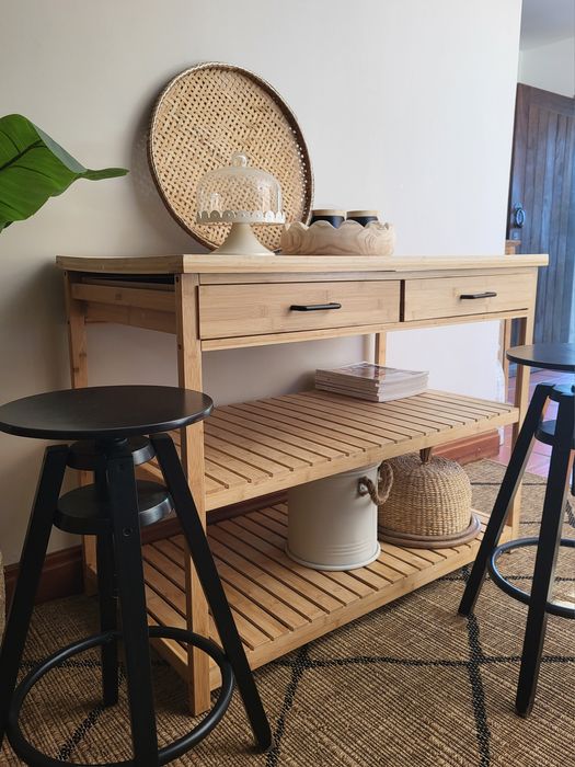 aparador, mesa, ilha, consola  louceiro balcão, bancos altos, rustico