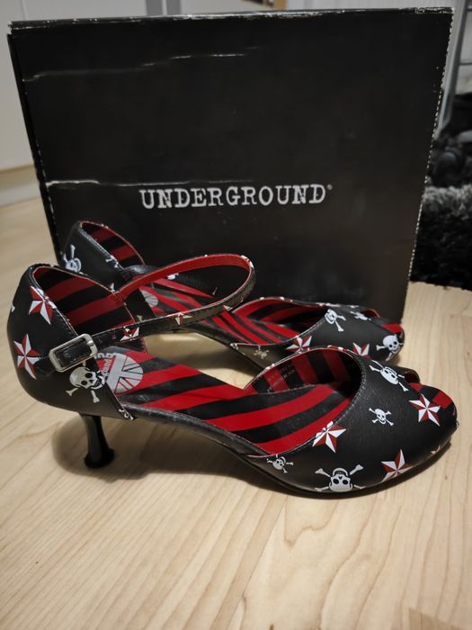 Niskie szpilki Underground London, rozmiar 41, rock, tattoo