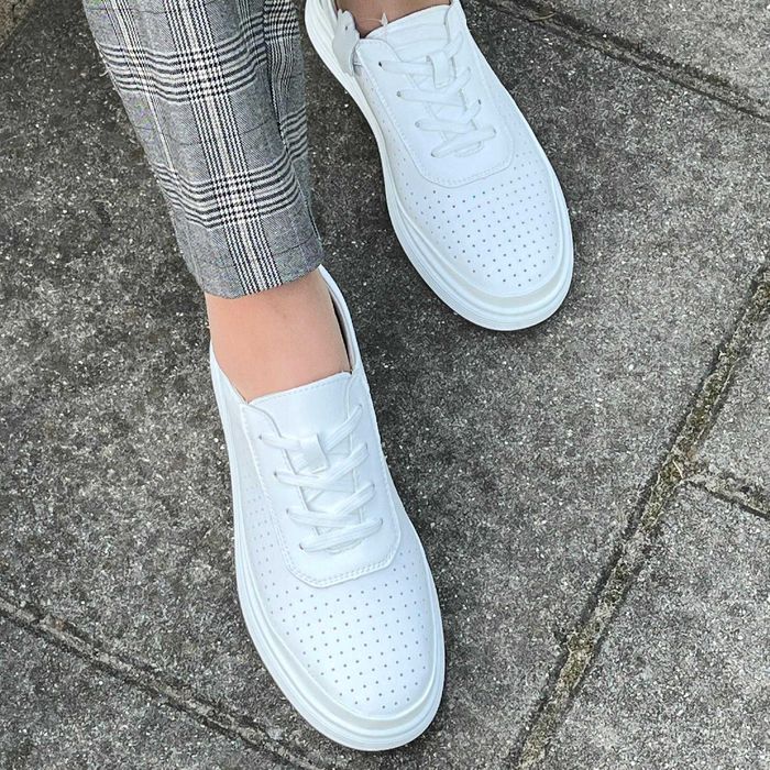 Białe skórzane damskie trampki/sneakersy/mokasyny z naturalnej skóry