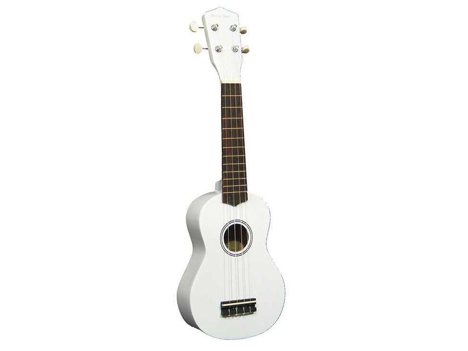 Białe ukulele sopranowe z drewna od Harleya