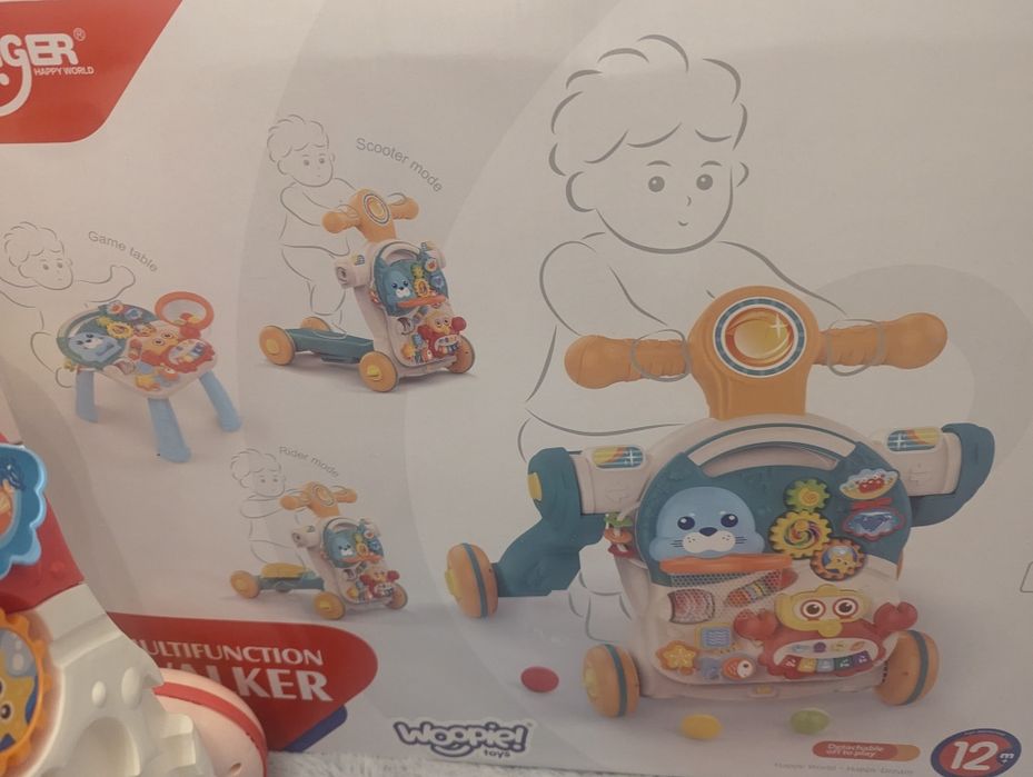 Zabawka 4w1 pchacz, jeździk, rowerek i stolik
