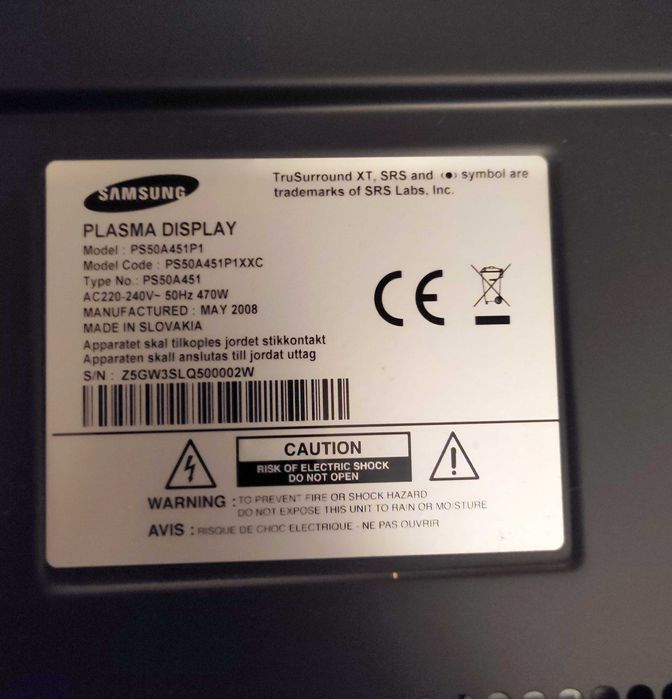 Telewizor plazmowy SAMSUNG 50" PS50A451P1