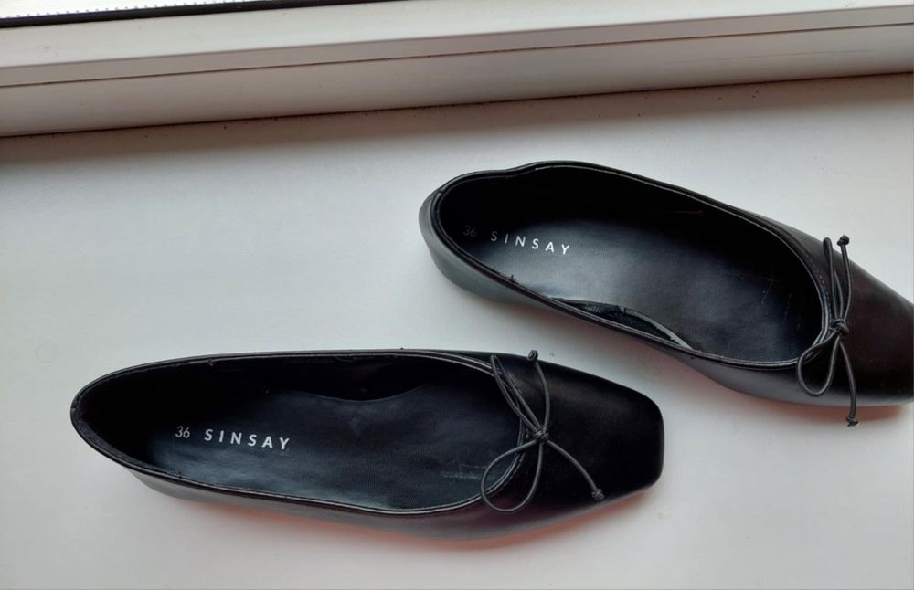 Baleriny z imitacji skóry czarne jak nowe 36
