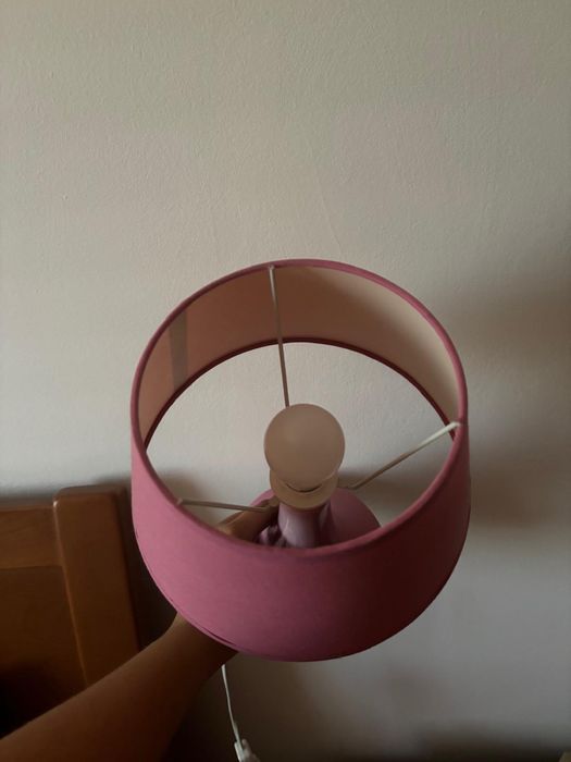 Candeeiro rosa mesa cabeceira