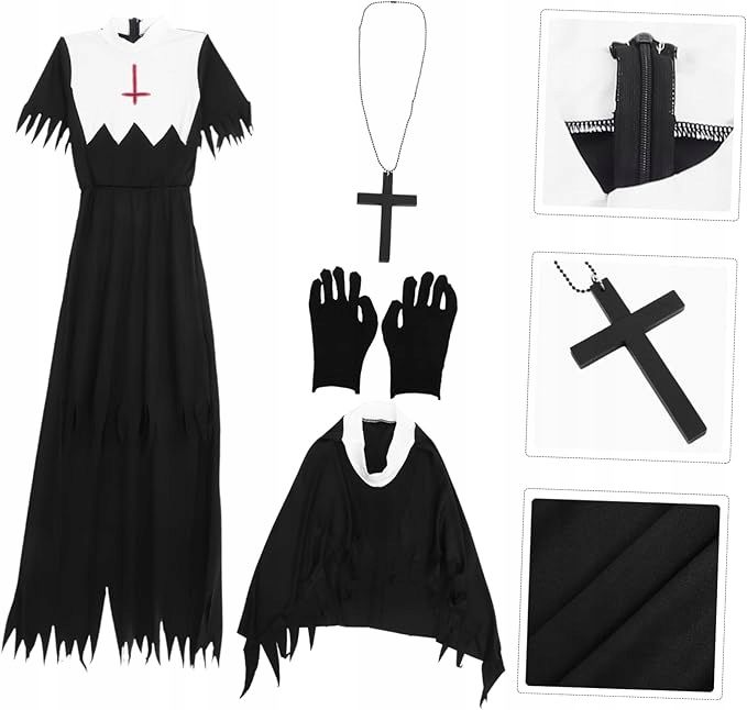 Kostium strój przebranie karnawałowe halloween dla kobiety zakonnica