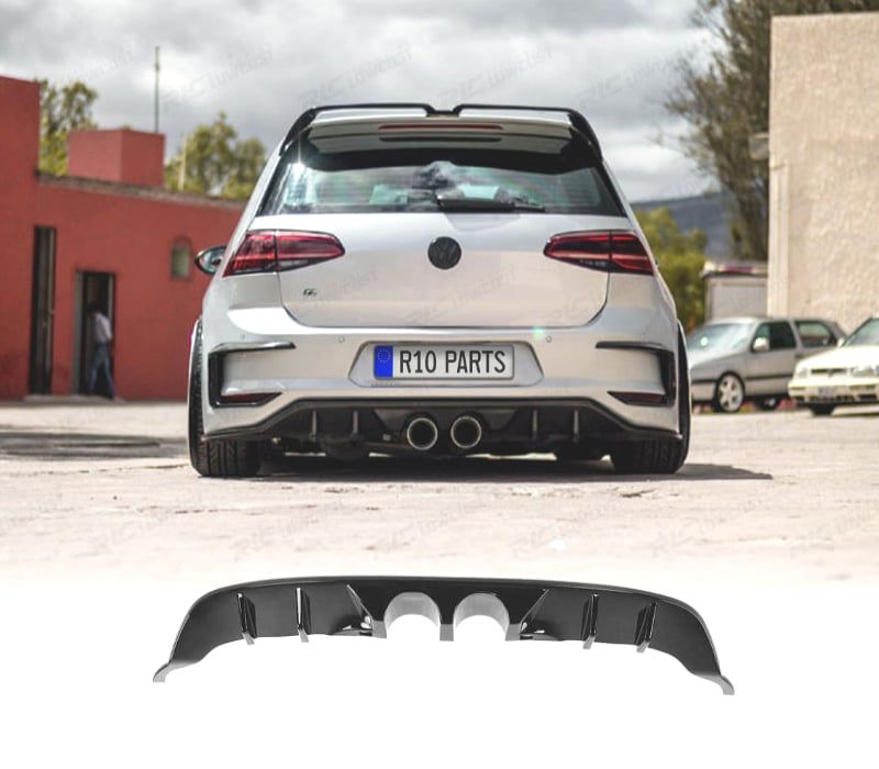 DIFUSOR TRASEIRO VOLKSWAGEN VW GOLF 7 12-17 LOOK R400 PRETO BRILHANTE