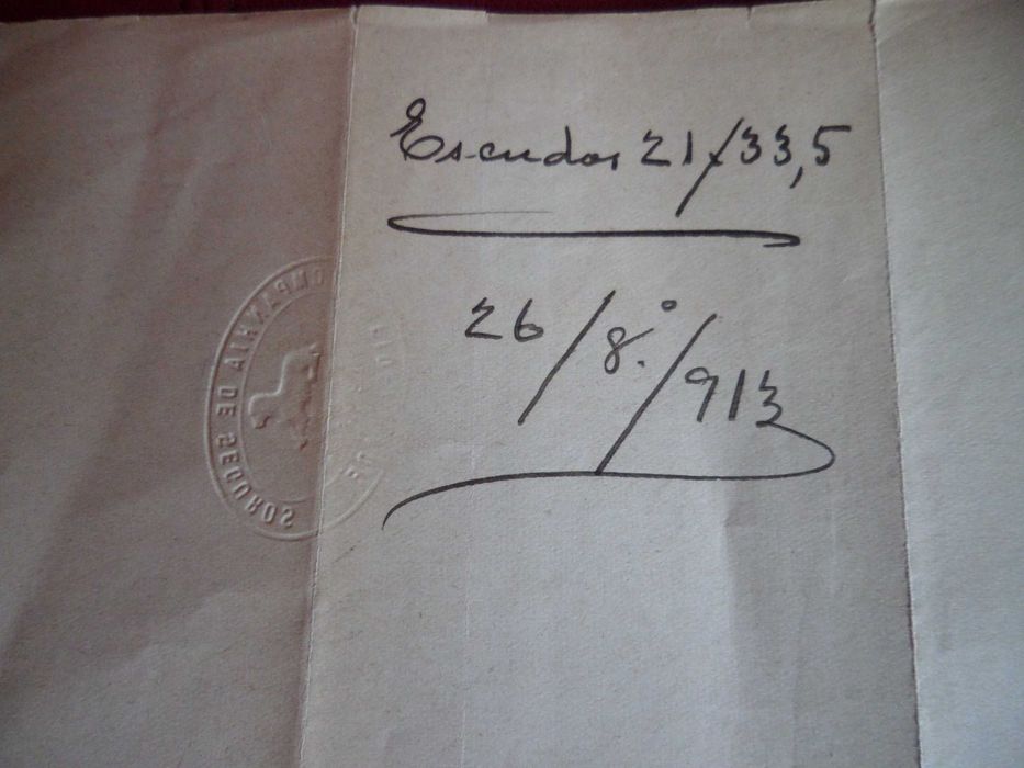 Documento antigo Recibo Seguros Fidelidade  1913
