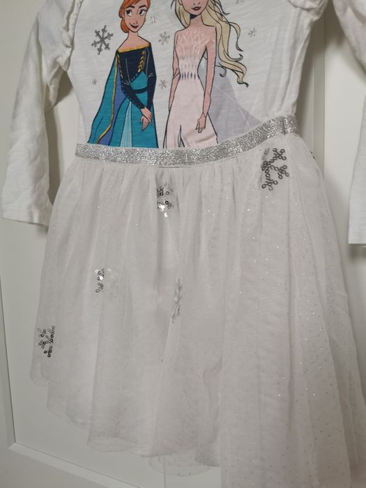Sukienka Disney Frozen 116cm 122cm Kraina lodu cekiny brokat piękna