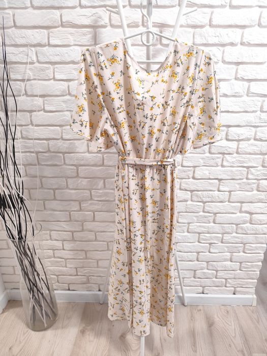 Sukienka midi w kwiaty L