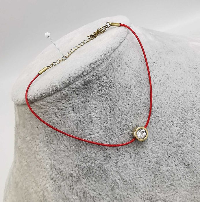 Bransoletka sznurek złota stal chirurgiczna z cyrkonią