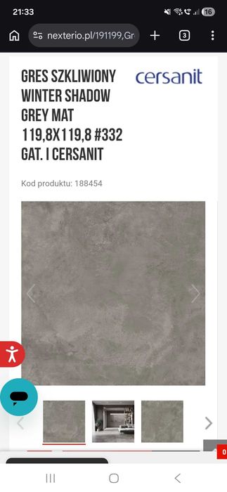 Gres szkliwiony WINTER SHADOW grey mat 119,8x119,8 #332 gat. I Cersanit