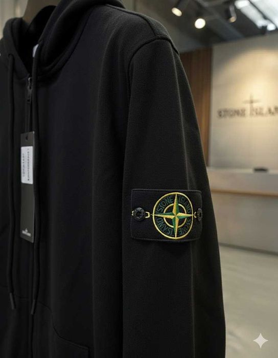 Олімпійка Стон Айленд Чорна » Черная Зип Худи Stone Island