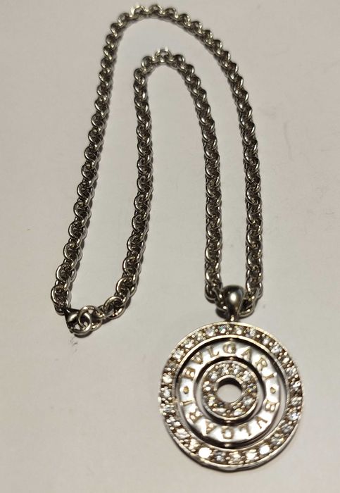 Magnífico Colar em Prata com Brilhantes "Bulgari"