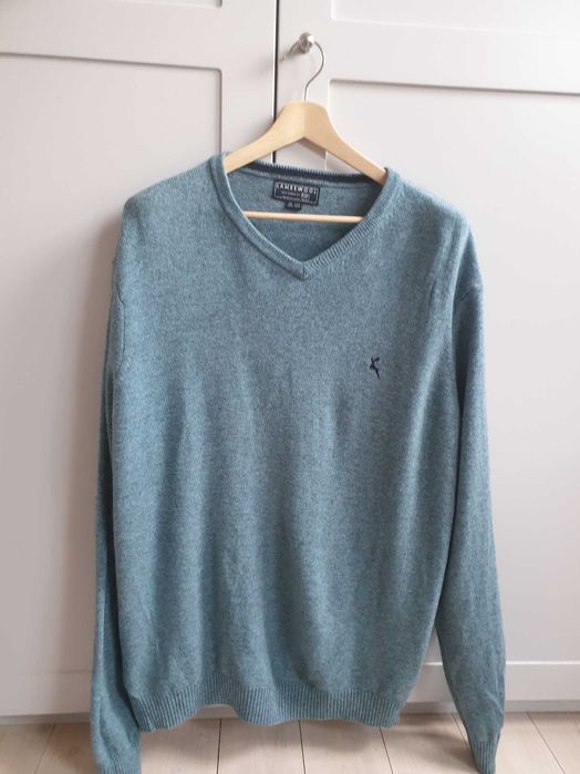 Niebieski wełniany sweter F&F 3XL wełna 100%