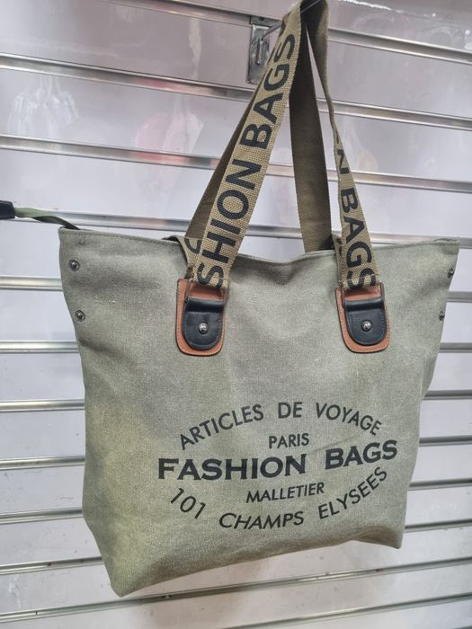 Oliwkowa torebka shopper