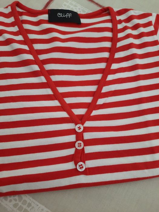 Blusa de  algodão às riscas / Novo Preço