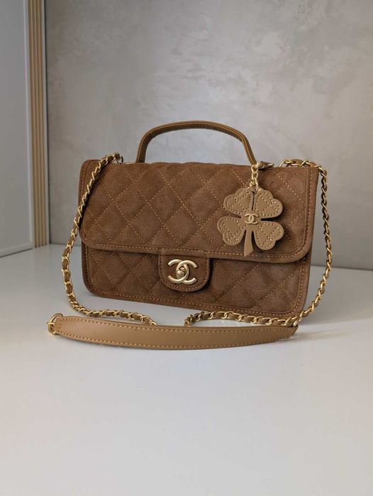 ‼️БЕЗ Передплати Сумочка Chanel 25х16х8 см з натуральної замші з брелочком