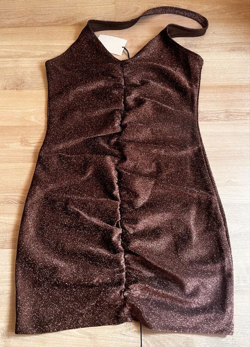 Sukienka brokatowa z drapowaniem H&M