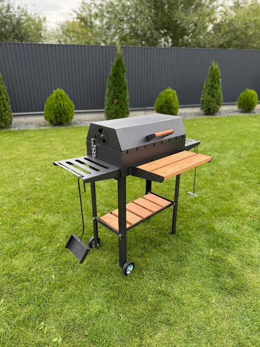 Мангал з кришкою для барбекю метал 4 мм на 8 шампурів