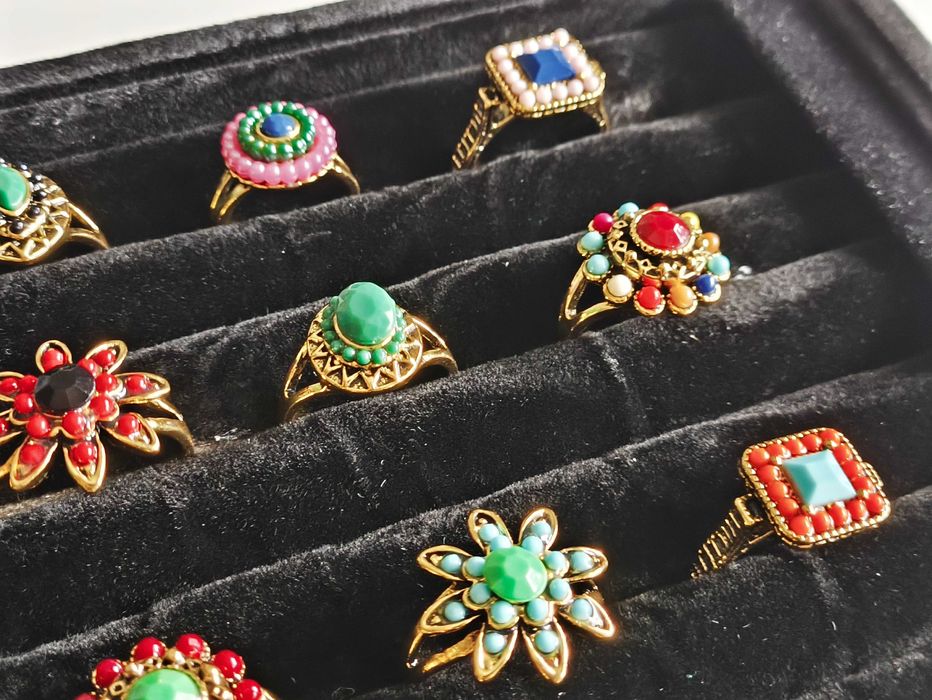 20 peças de anéis femininos de acrílico