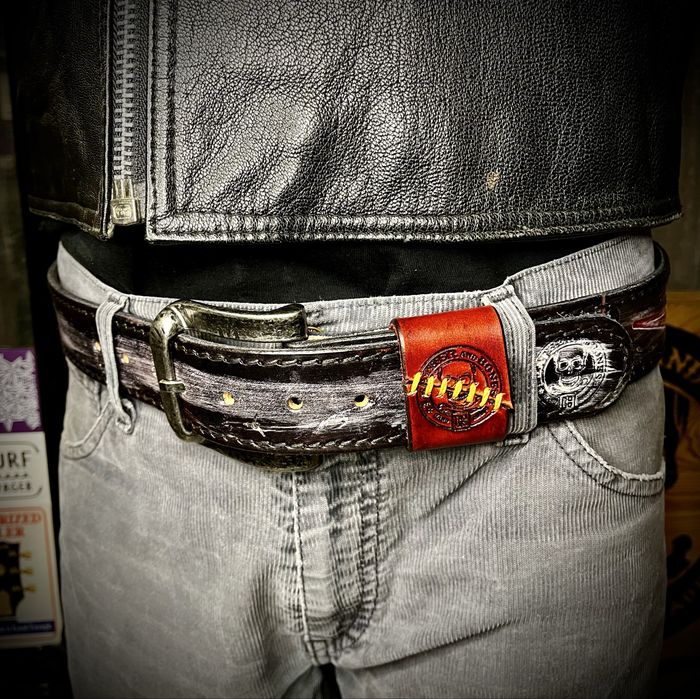 Pasek skórzany handmade rock metal punk rocknroll czaszki