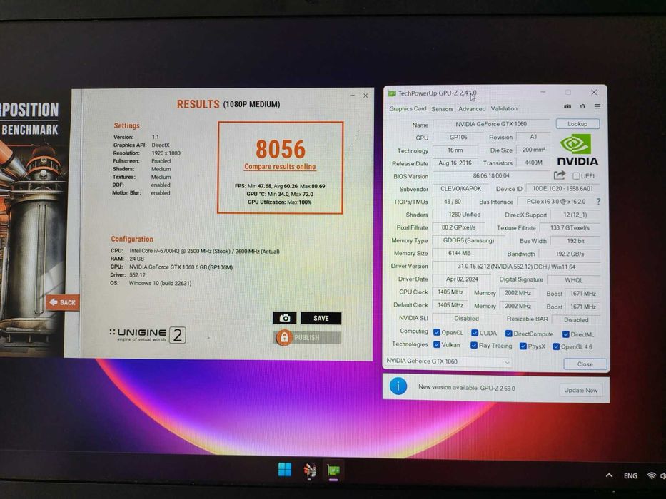 Игровой Clevo P650RP i7-6700HQ/GTX 1060 6Gb/DDR4 12Gb/SSD 256Gb