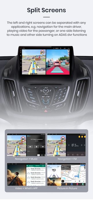 Rádio 9" android Ford Kuga & C-Max 2/32GB CARPLAY WIFI GPS Novo