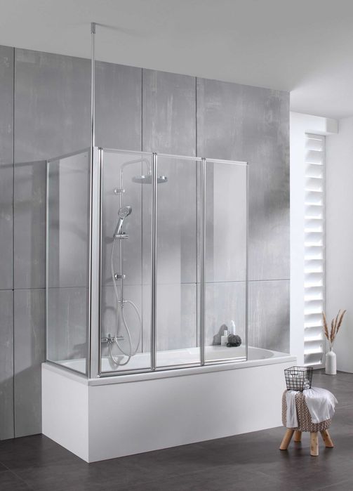 Parawan 3 częściowy + stała ściana boczna! Aluminiowa Wysoka jakość!