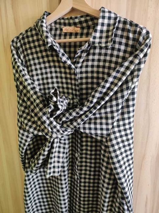 Długa koszula sukienka w kratkę Lalabaj Butik plus size