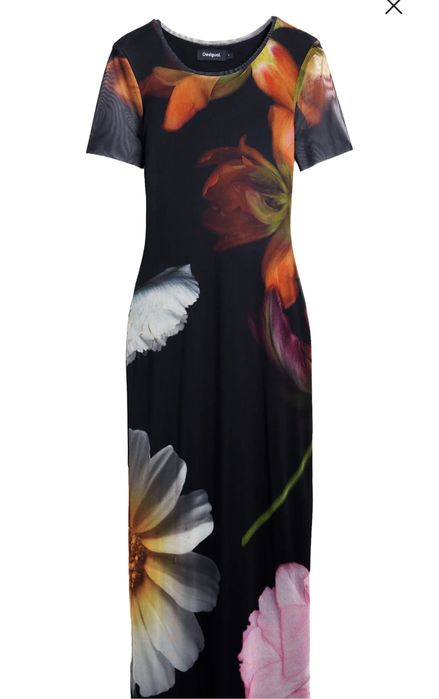 Сукня Desigual Rotterdam 25SWVK12 чорна з квітковим принтом