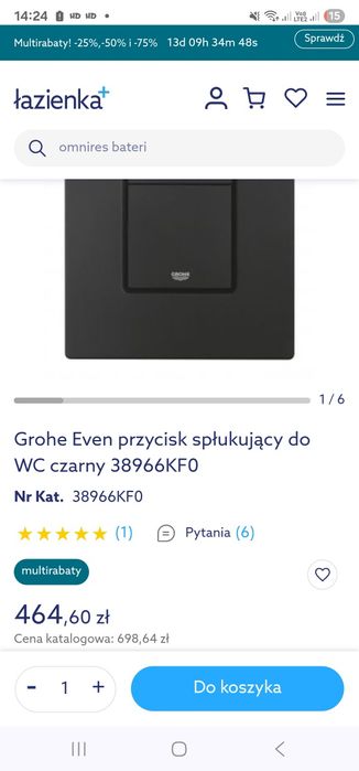 Grohe Even przycisk spłukujący do WC czarny