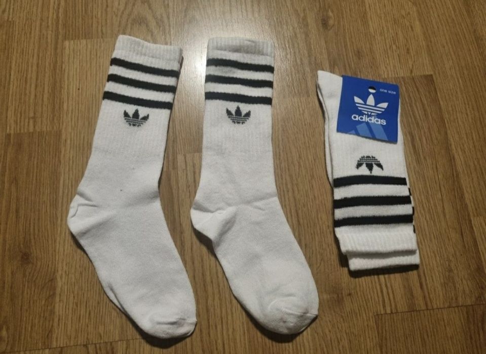 Skarpety białe 3 pary 38-43 wysokie długie paski skarpetki