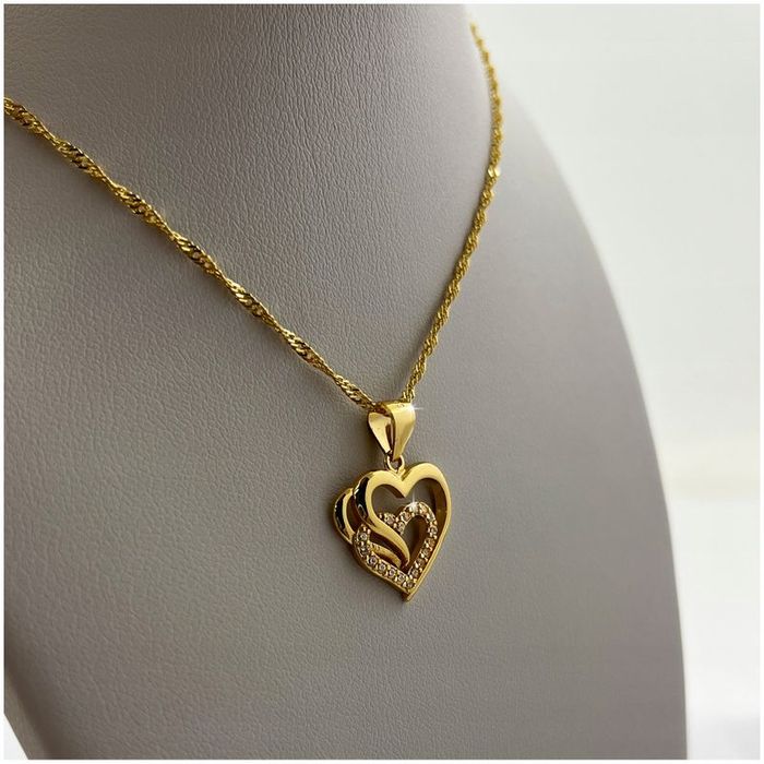 Piękny Złoty Naszyjnik Serce Serduszko Pr. 925/585 Prezent Dla Dziewcz