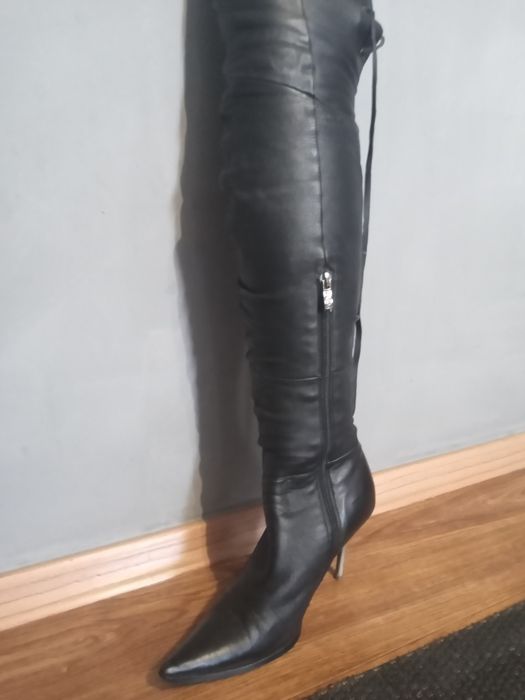 Женский  зимний сапог кожаный Ботфорт