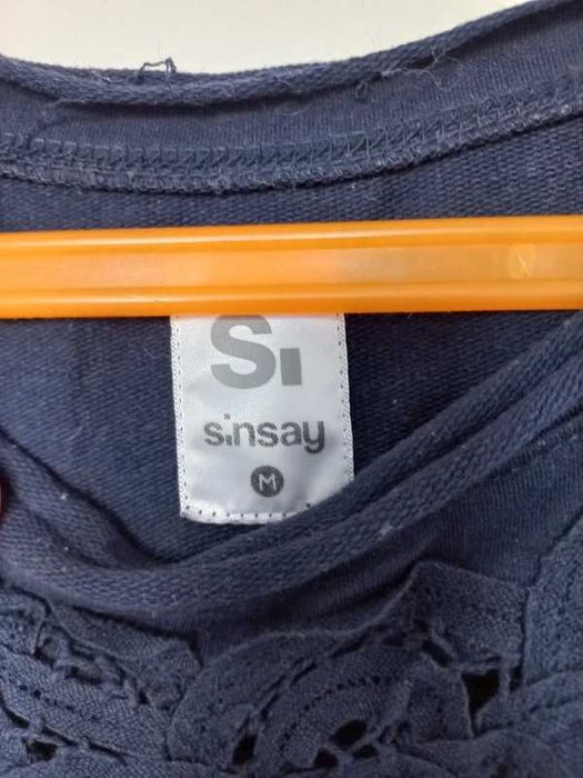 Bluza granatowa z koronką Sinsay M 38