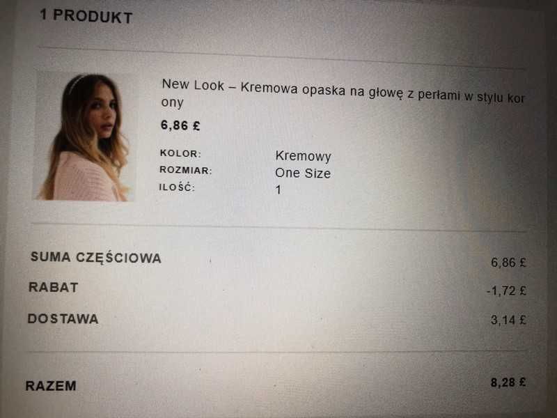 Nowa blogerska opaska z perłami korona New Look