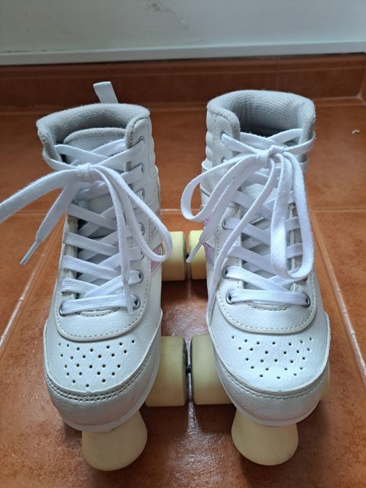Patins de 4 Rodas QUAD 100 Criança Branco Holográfico - OXELO