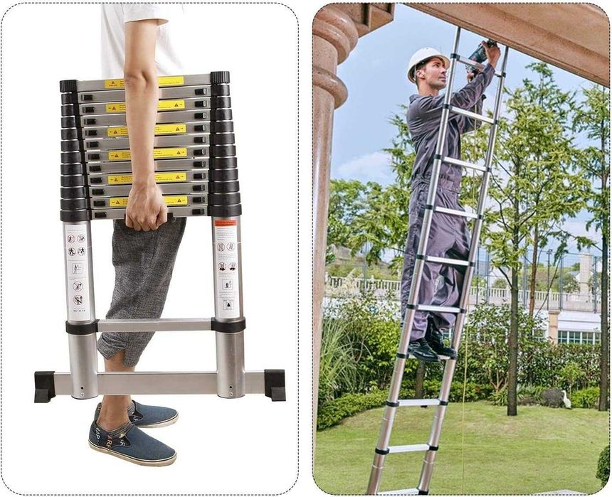 Escada telescópica em alumínio 11 degraus 3,2 metros NOVO ENVIO GRÁTIS